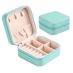 Tiffany Blue Travel Jewelry Case Organizer Storage Box Rings Earrings Necklace